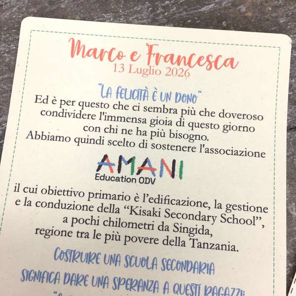 bomboniera solidale matrimonio